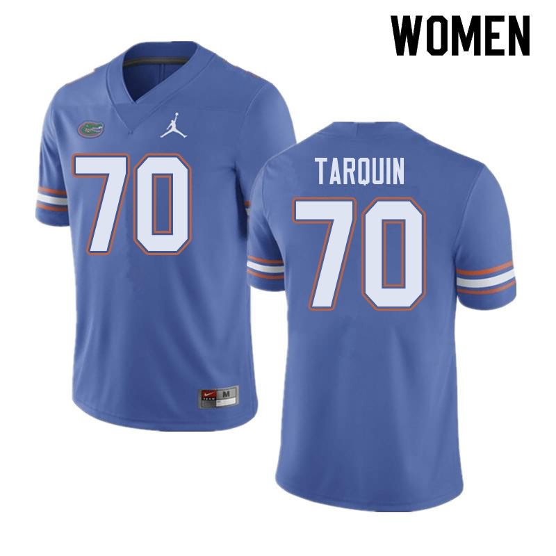 Women's NCAA Florida Gators Michael Tarquin #70 Stitched Authentic Jordan Brand Blue College Football Jersey UAX6865XF